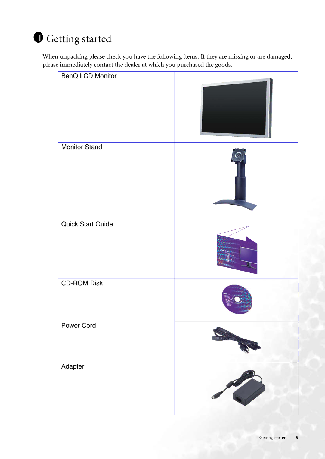 BenQ FP231W user manual Getting started 