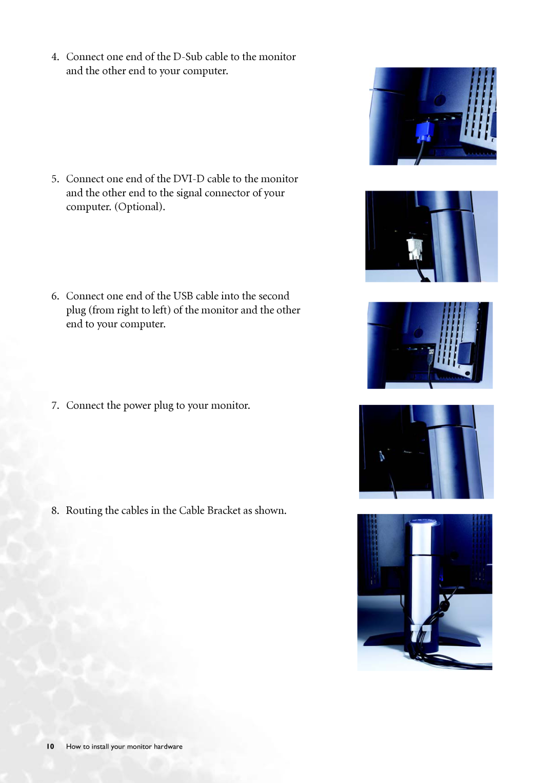 BenQ FP231W user manual Connect the power plug to your monitor 