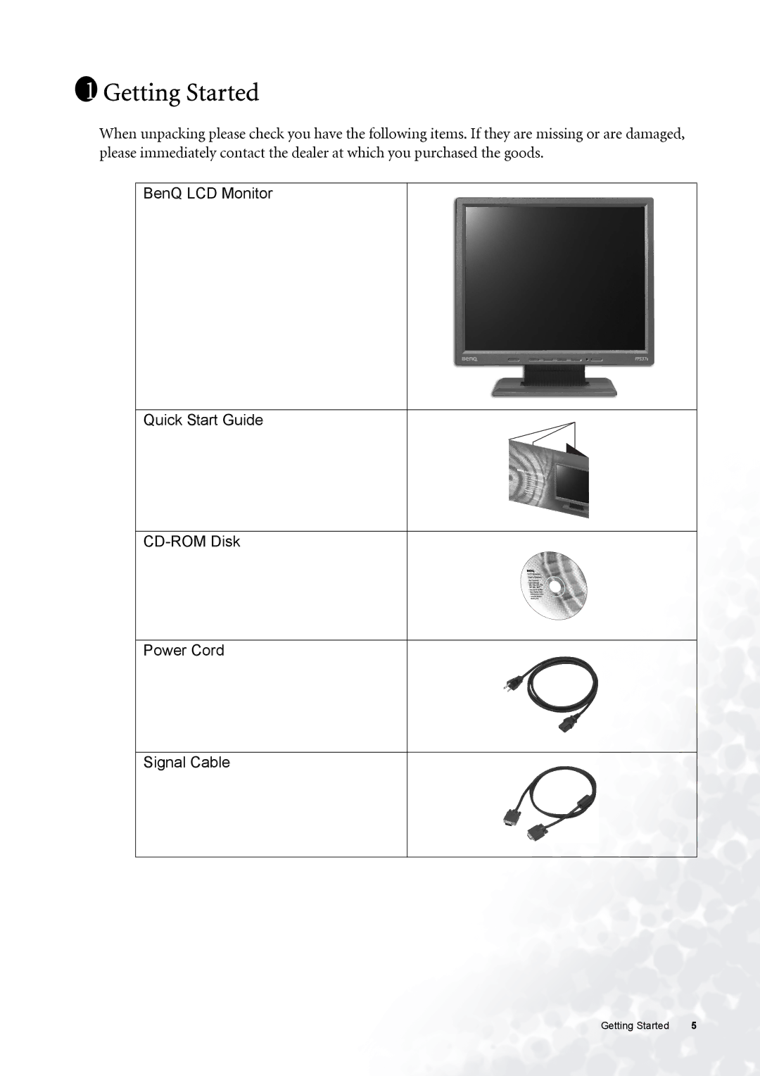 BenQ FP537s user manual Getting Started 