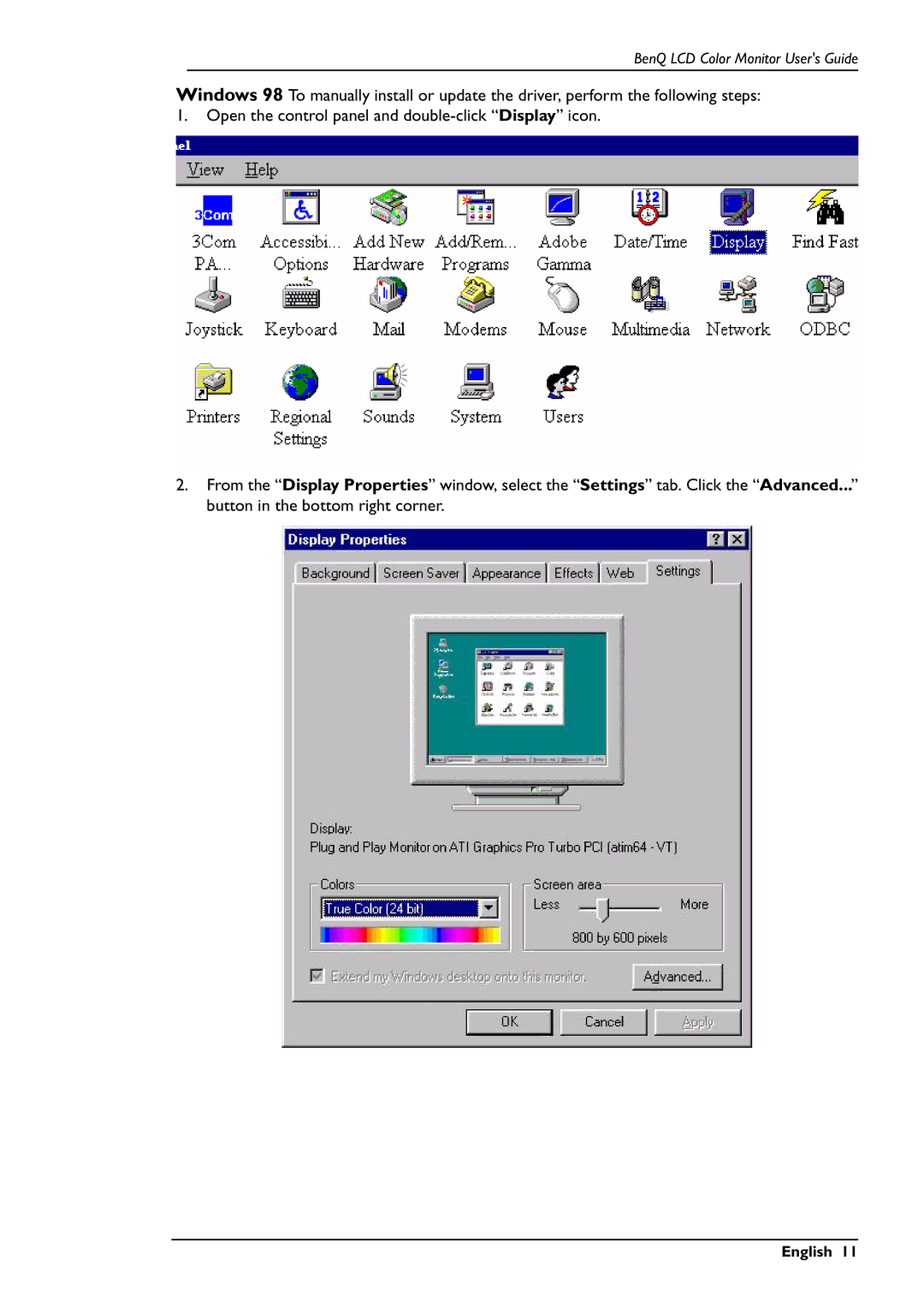 BenQ FP557s user manual English 