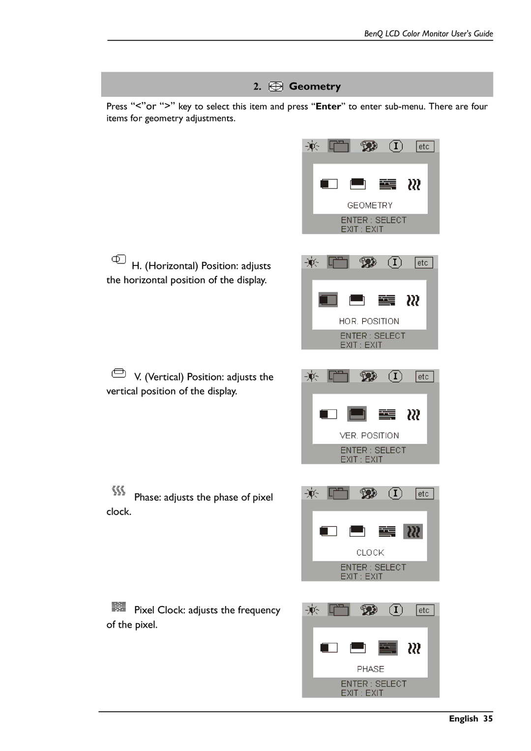 BenQ FP557s user manual Geometry 