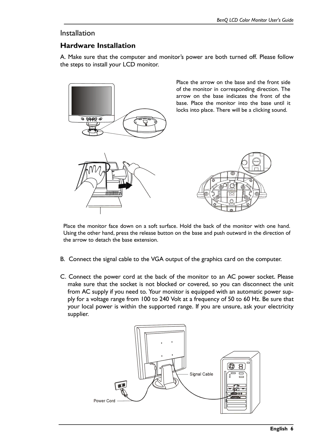 BenQ FP557s user manual Hardware Installation 