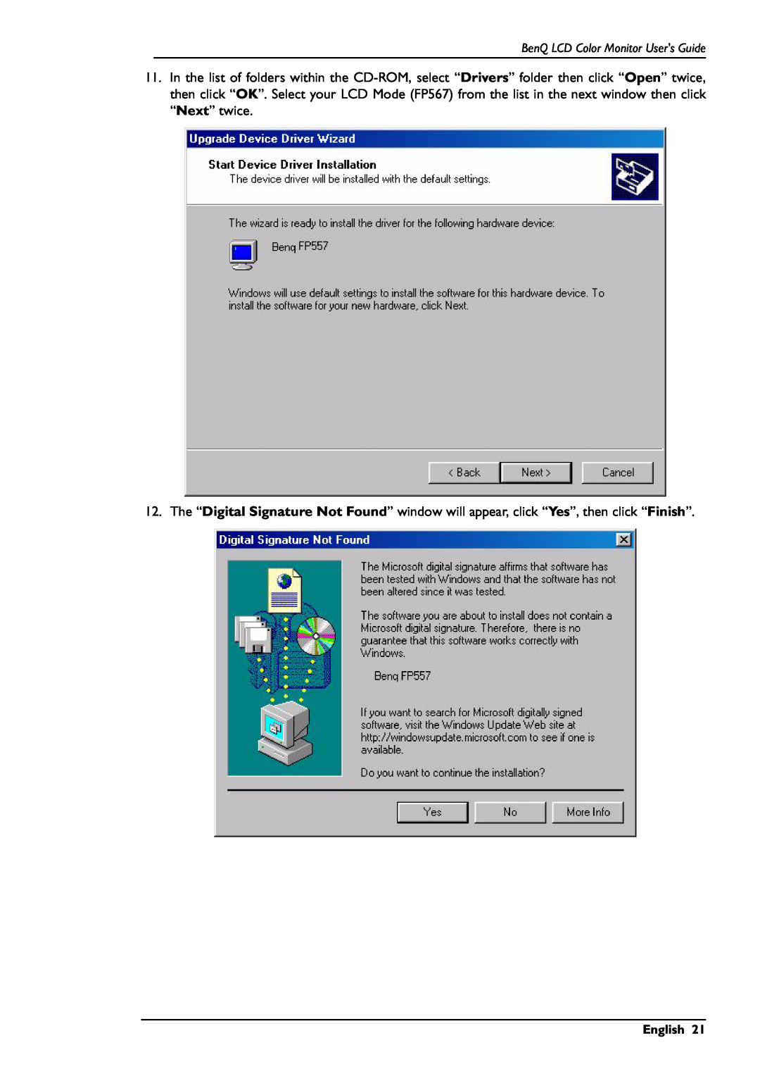 BenQ FP567 user manual 