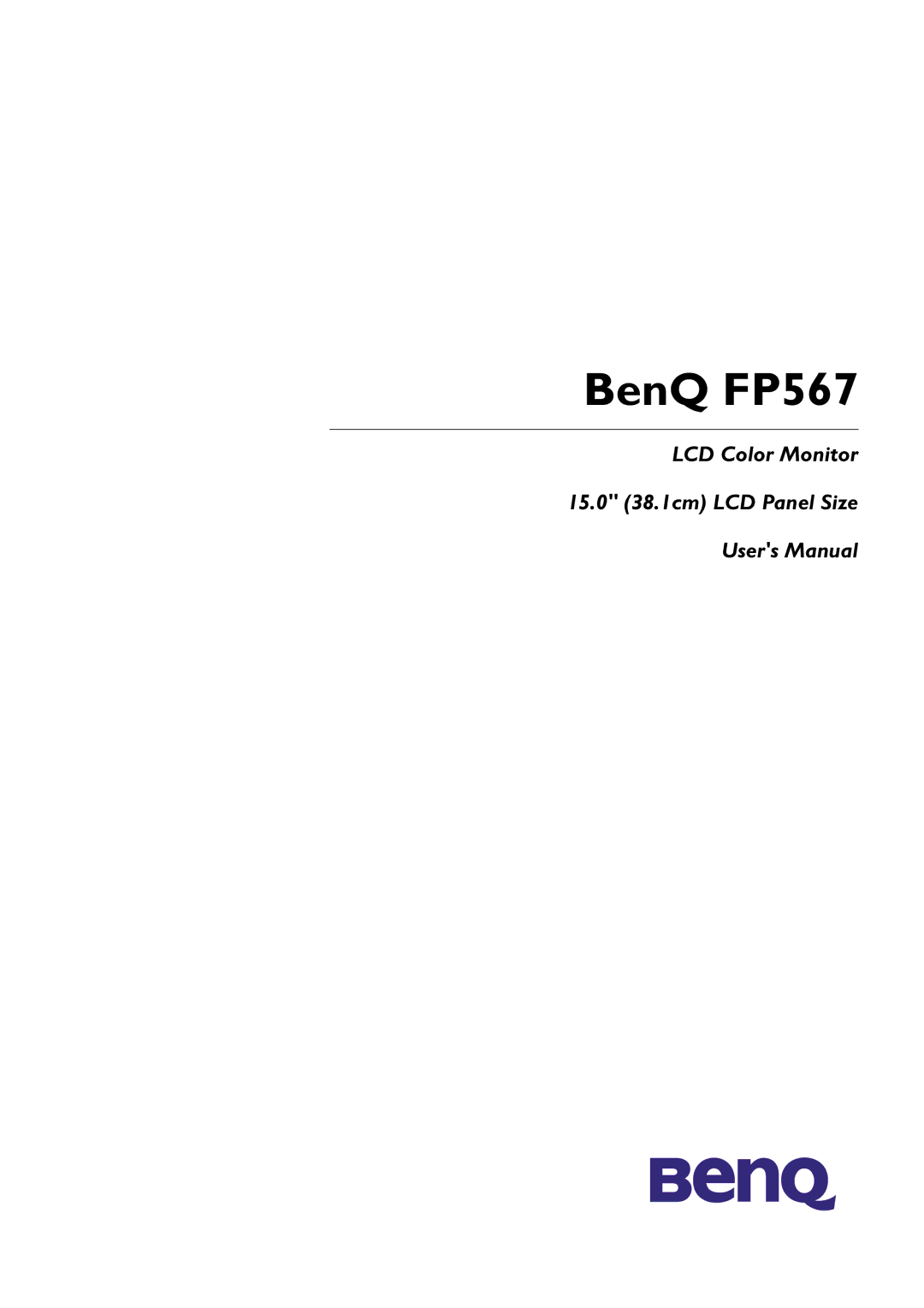 BenQ user manual BenQ FP567 