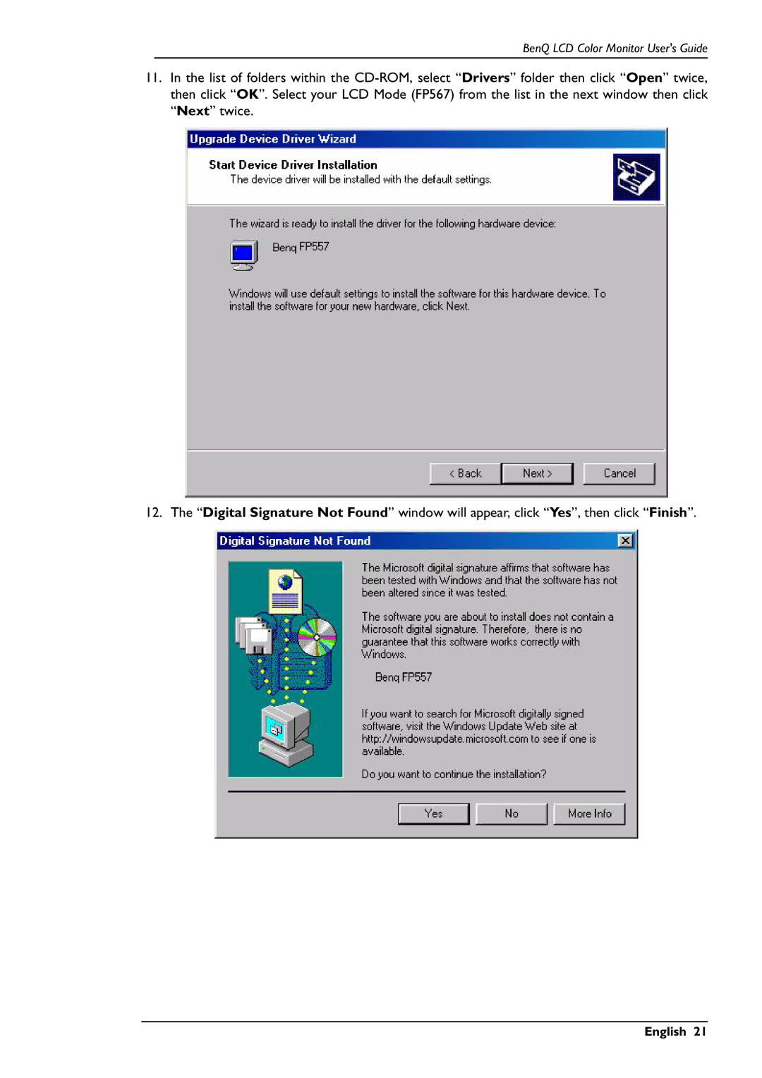 BenQ FP567 user manual English 