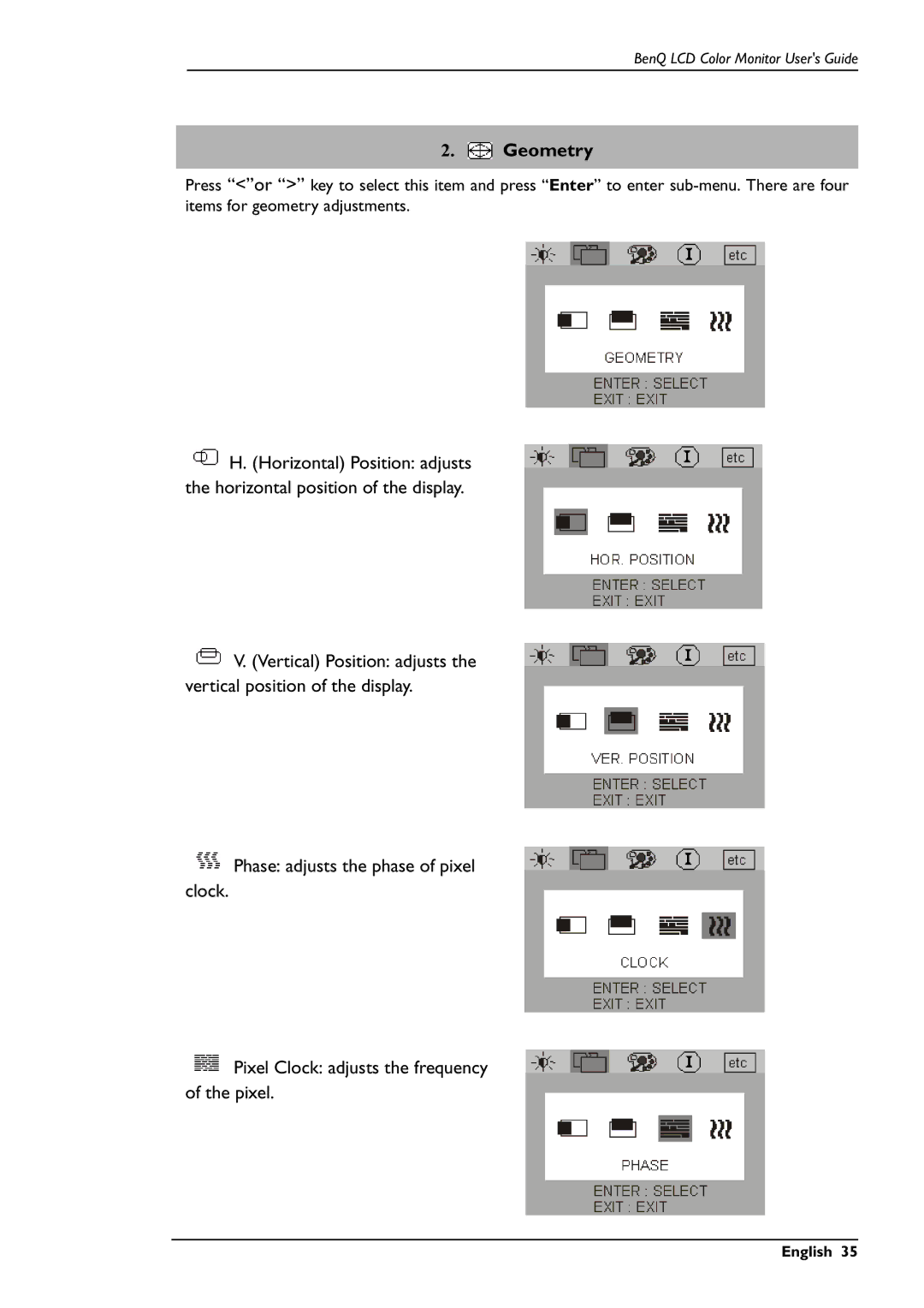 BenQ FP567 user manual Geometry 