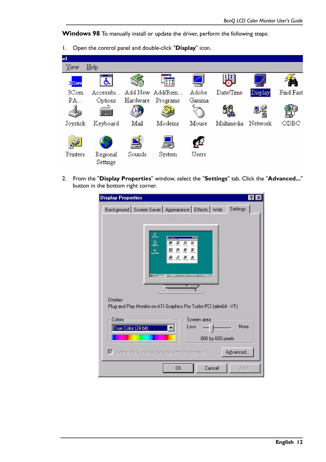 BenQ FP591 user manual English 