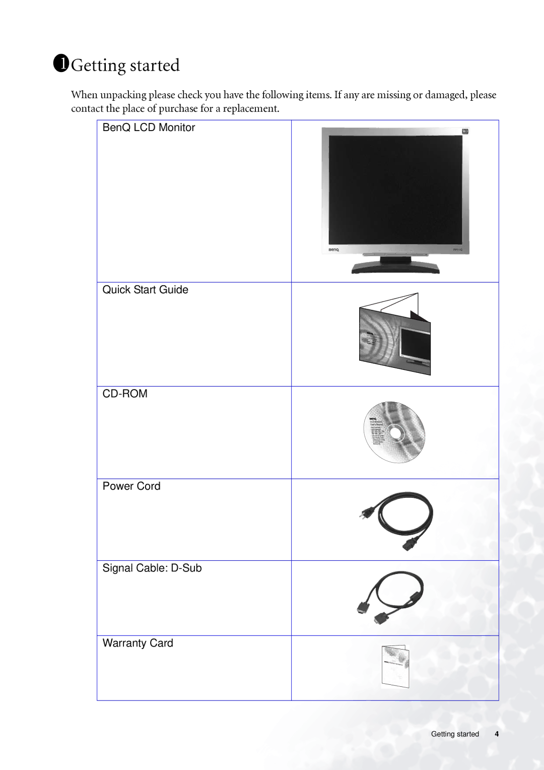 BenQ FP71G+ user manual 111Getting started 