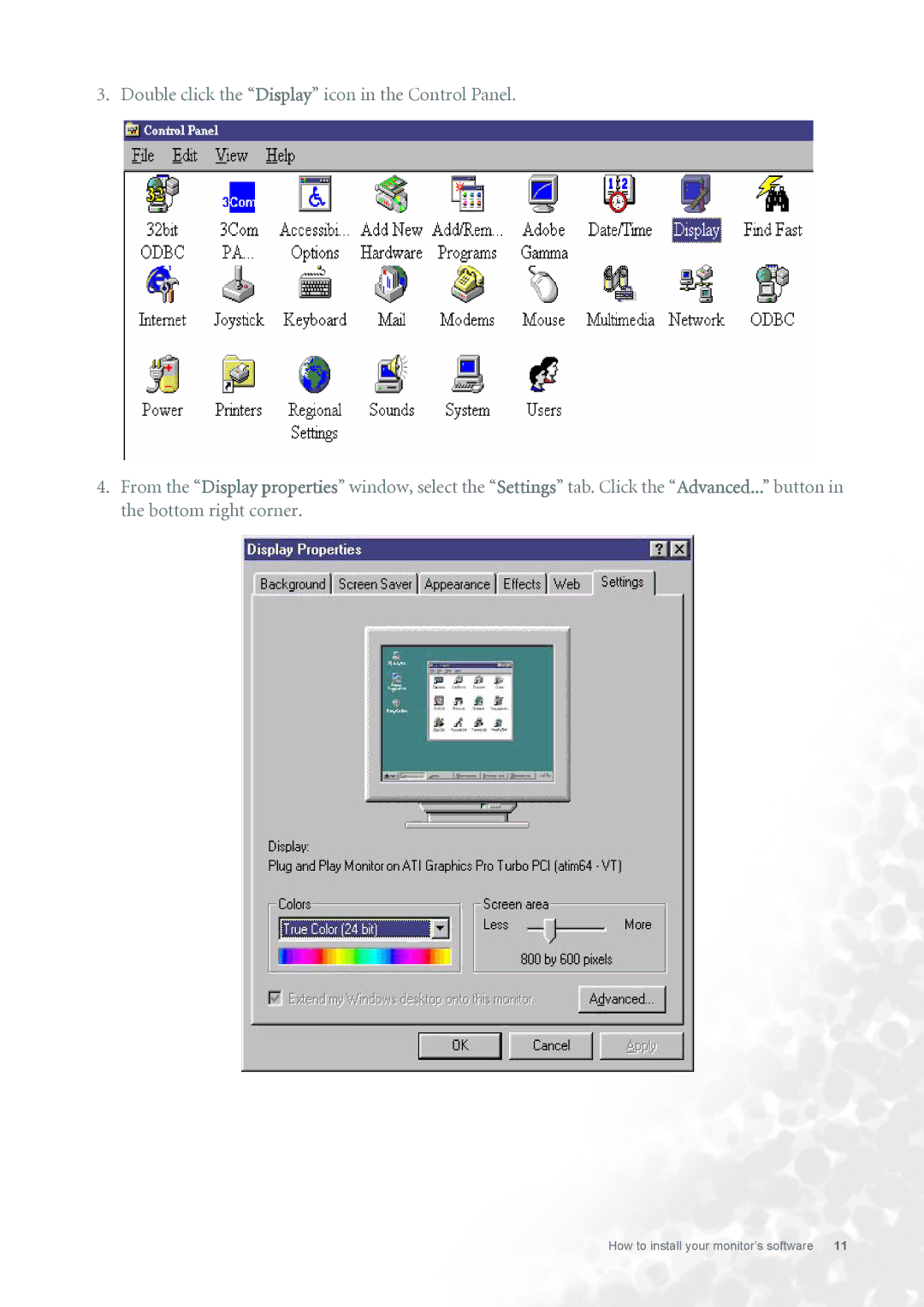 BenQ FP731 user manual How to install your monitor’s software 