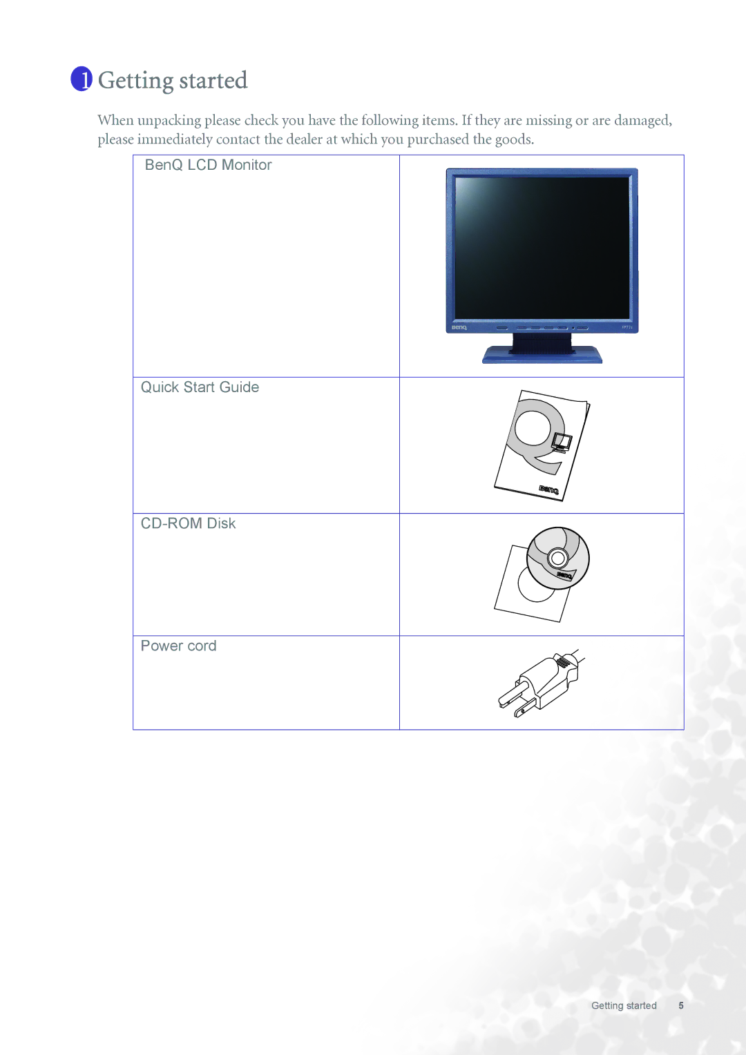 BenQ FP731 user manual Getting started 