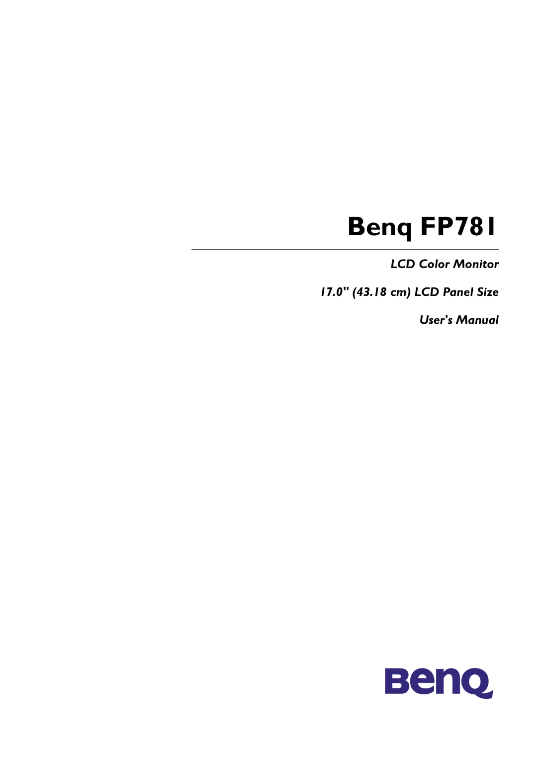 BenQ user manual Benq FP781 