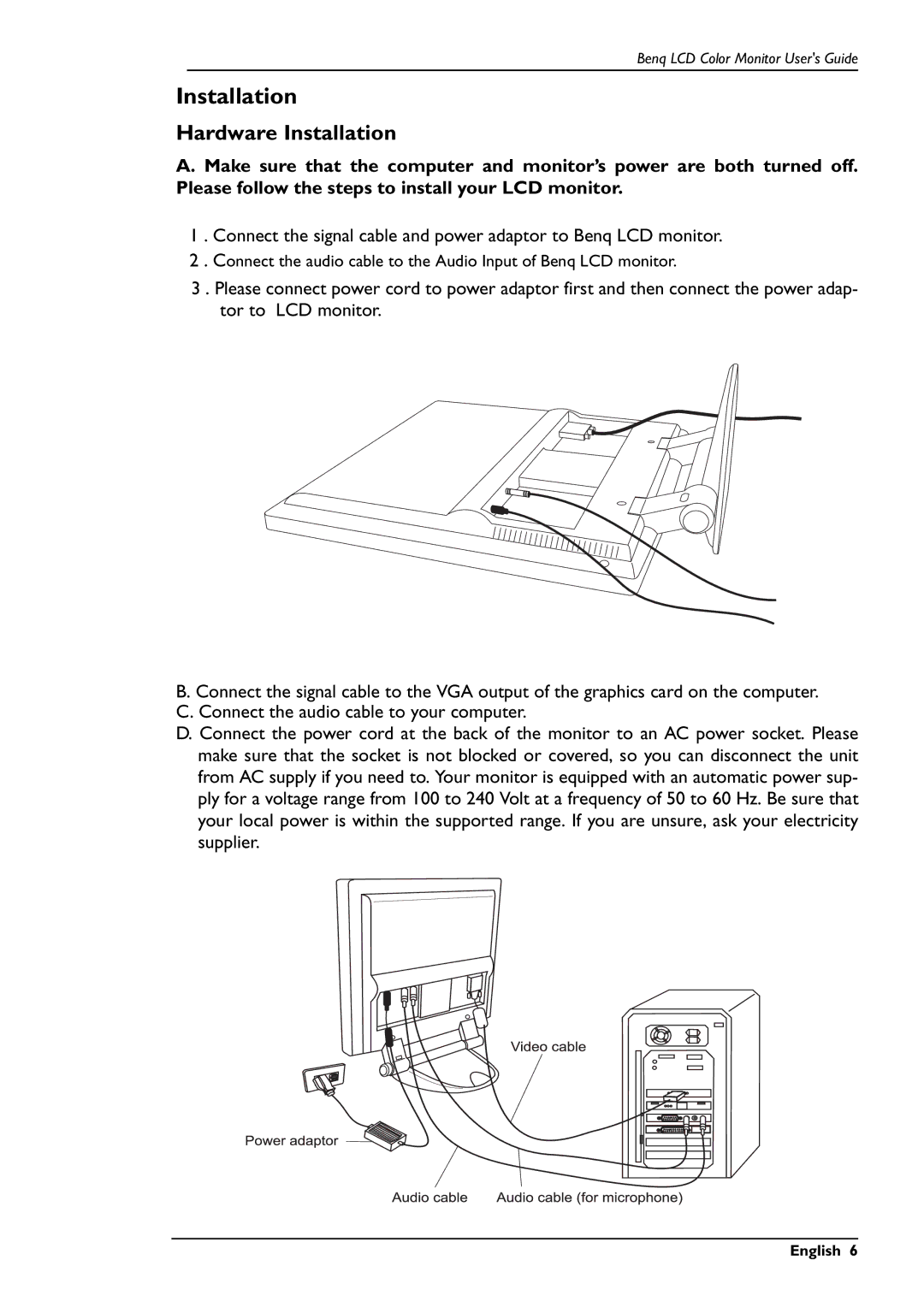 BenQ FP781 user manual Hardware Installation 