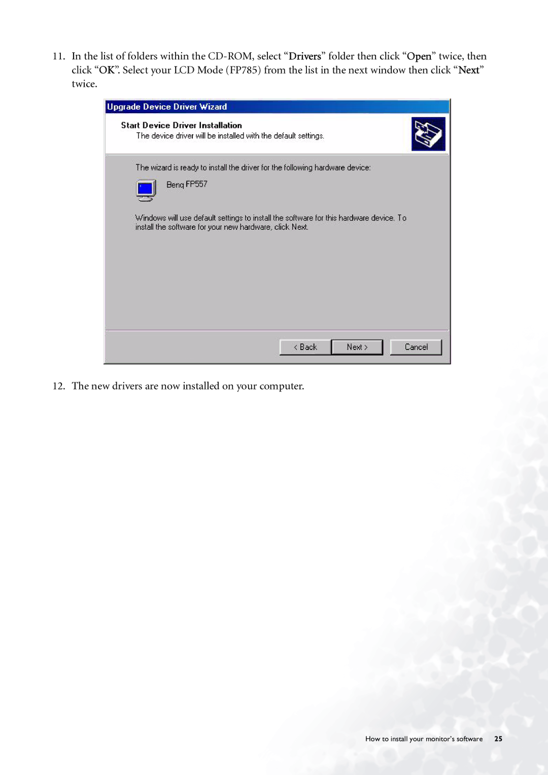 BenQ FP785 user manual How to install your monitor’s software 