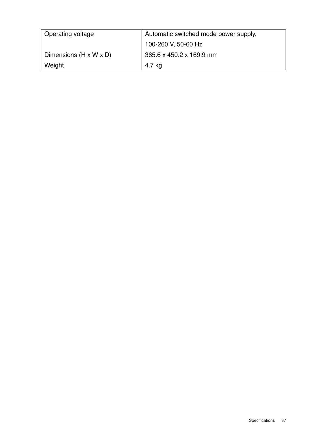 BenQ FP92W user manual Specifications 