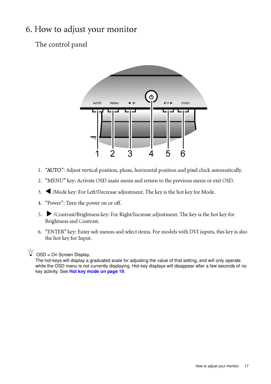 BenQ G700A, G2400WA, G2000WA, G900WA, G900A user manual How to adjust your monitor, Control panel 