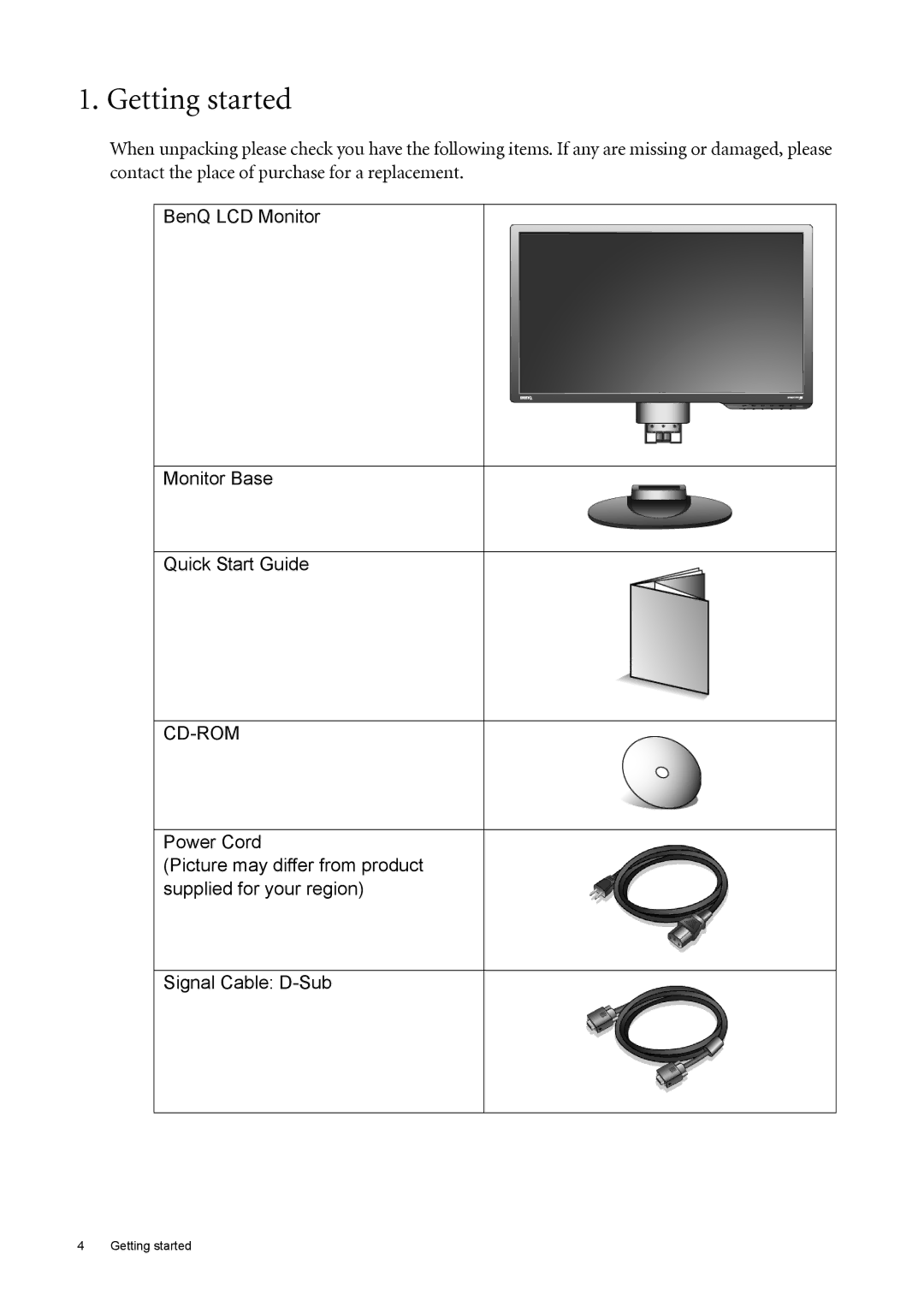 BenQ G2420HDB user manual Getting started, Cd-Rom 