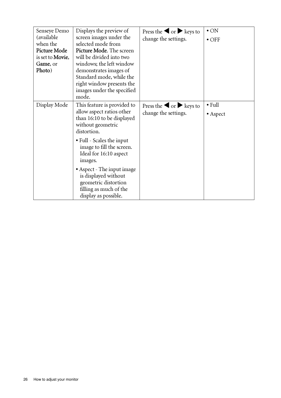 BenQ G920WAL, G920WL user manual When Selected mode from, Will be divided into two, Game, or, Windows the left window, Photo 