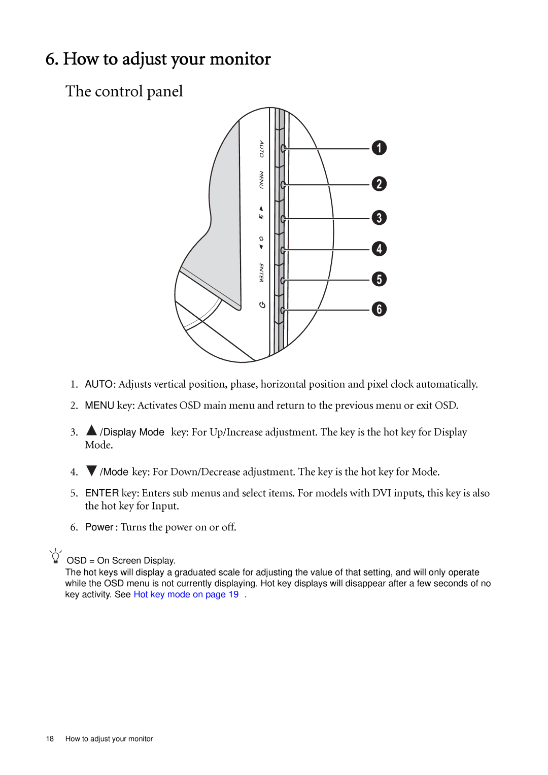 BenQ GL940A, GL941A, GL2040A, GL2440, GL2240A user manual How to adjust your monitor, Control panel 