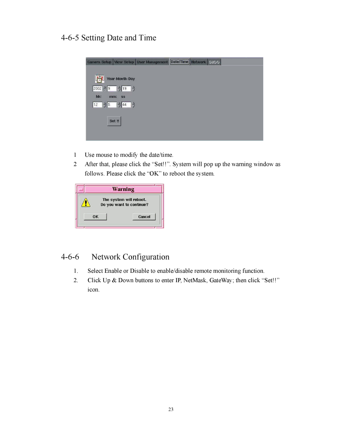 BenQ HDR-16EP user manual Setting Date and Time, Network Configuration 