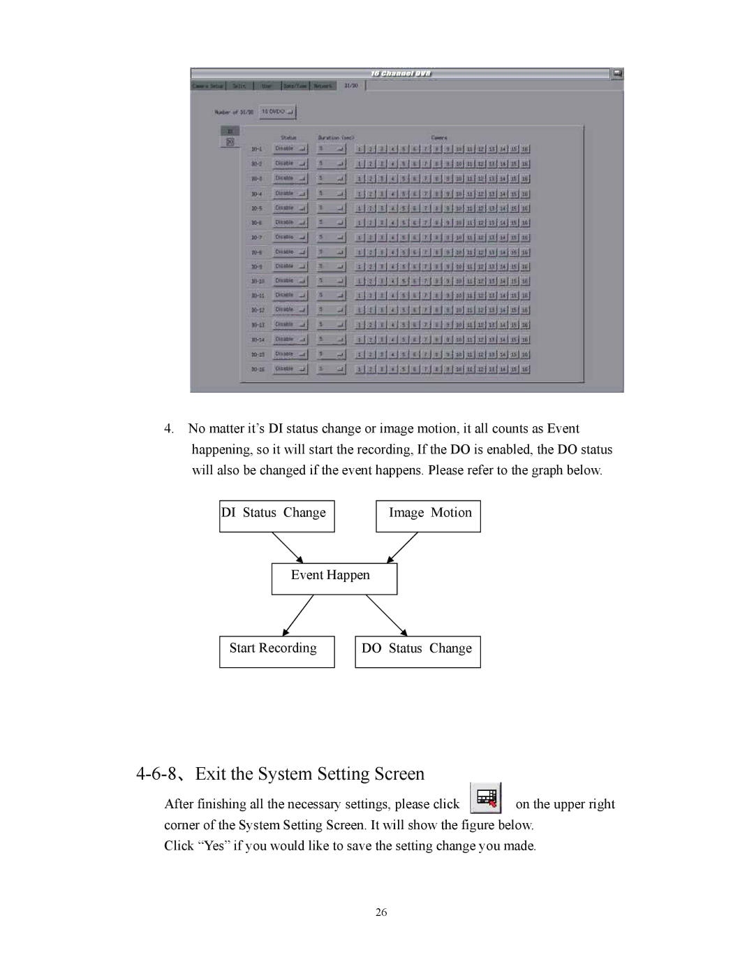 BenQ HDR-16EP user manual 8、Exit the System Setting Screen 