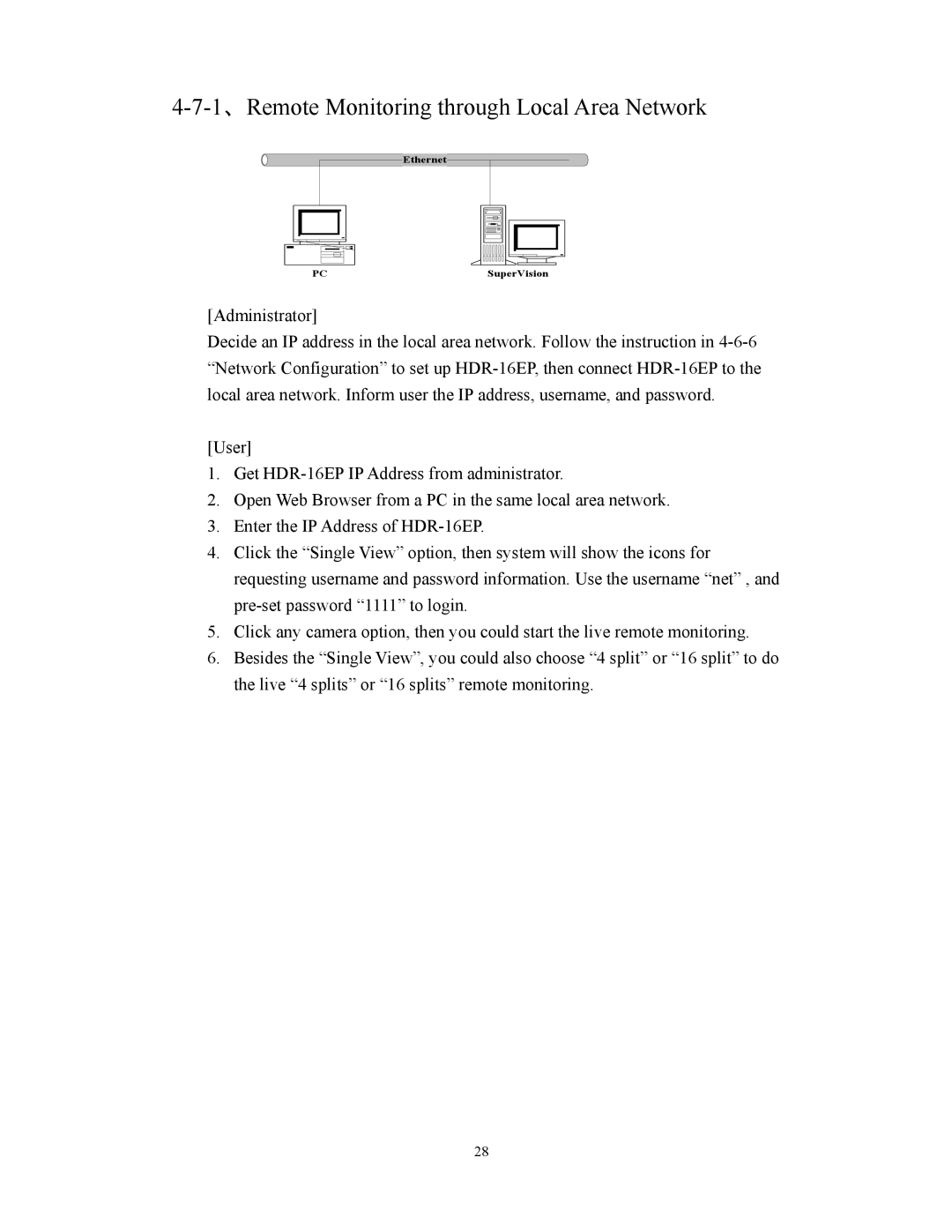 BenQ HDR-16EP user manual 1、Remote Monitoring through Local Area Network 