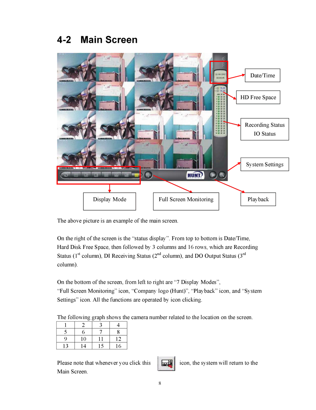 BenQ HDR-16EP user manual Main Screen 