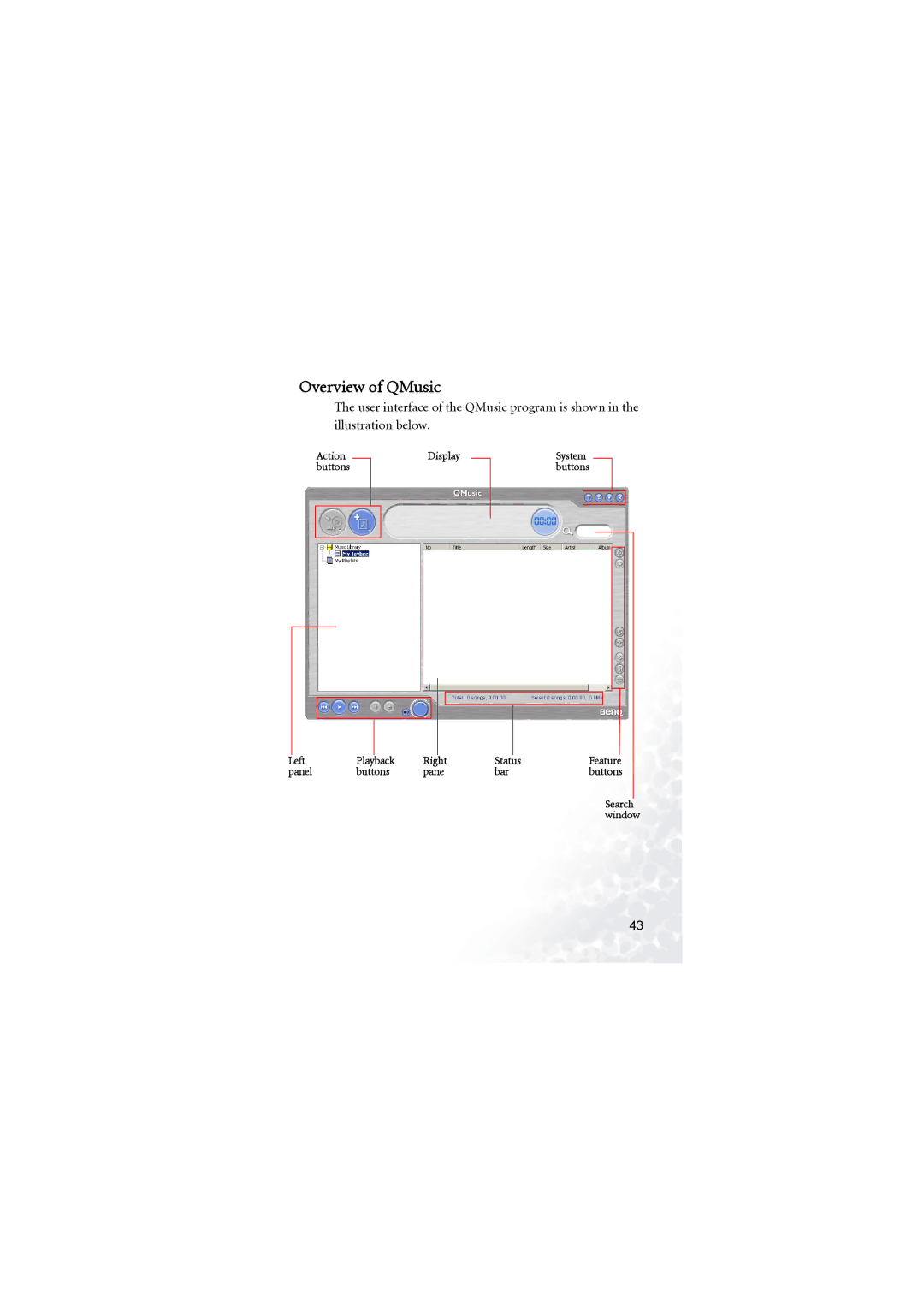 BenQ Joybee 200 user manual Overview of QMusic 