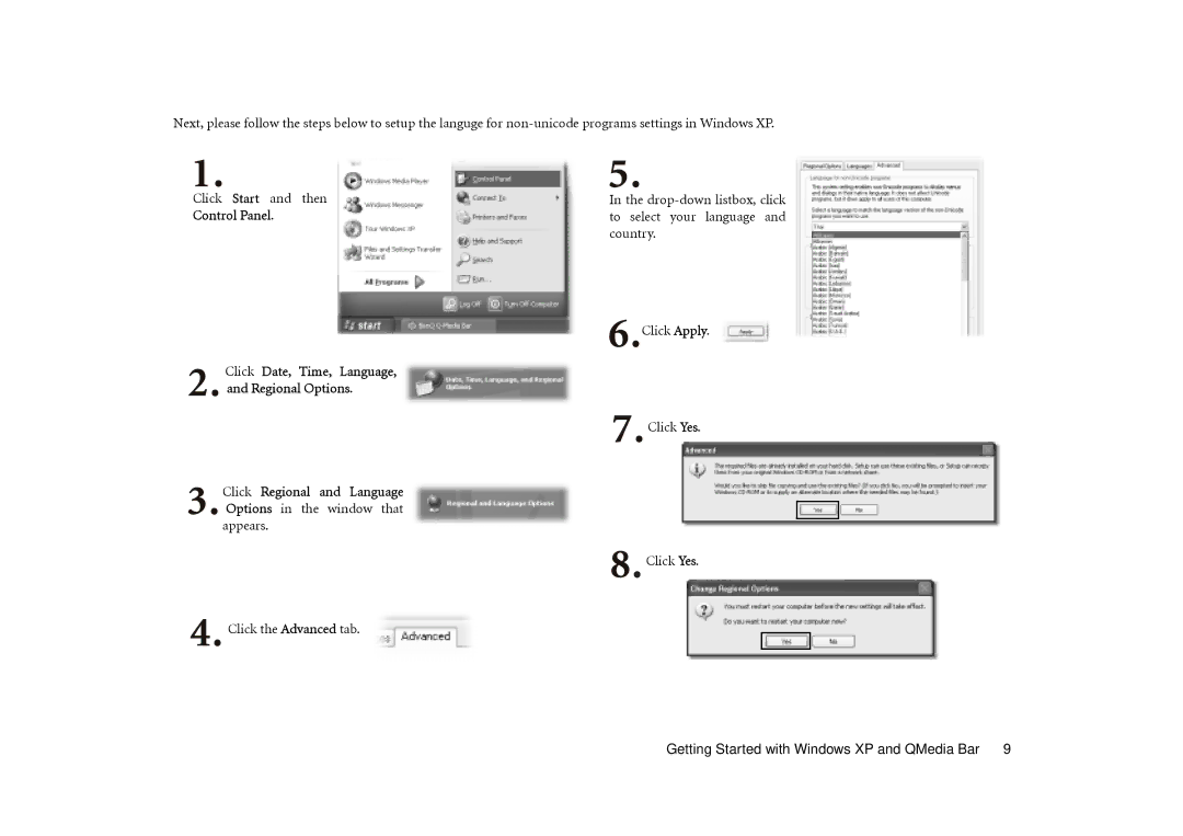 BenQ Joybook 5000 user manual Getting Started with Windows XP and QMedia Bar 