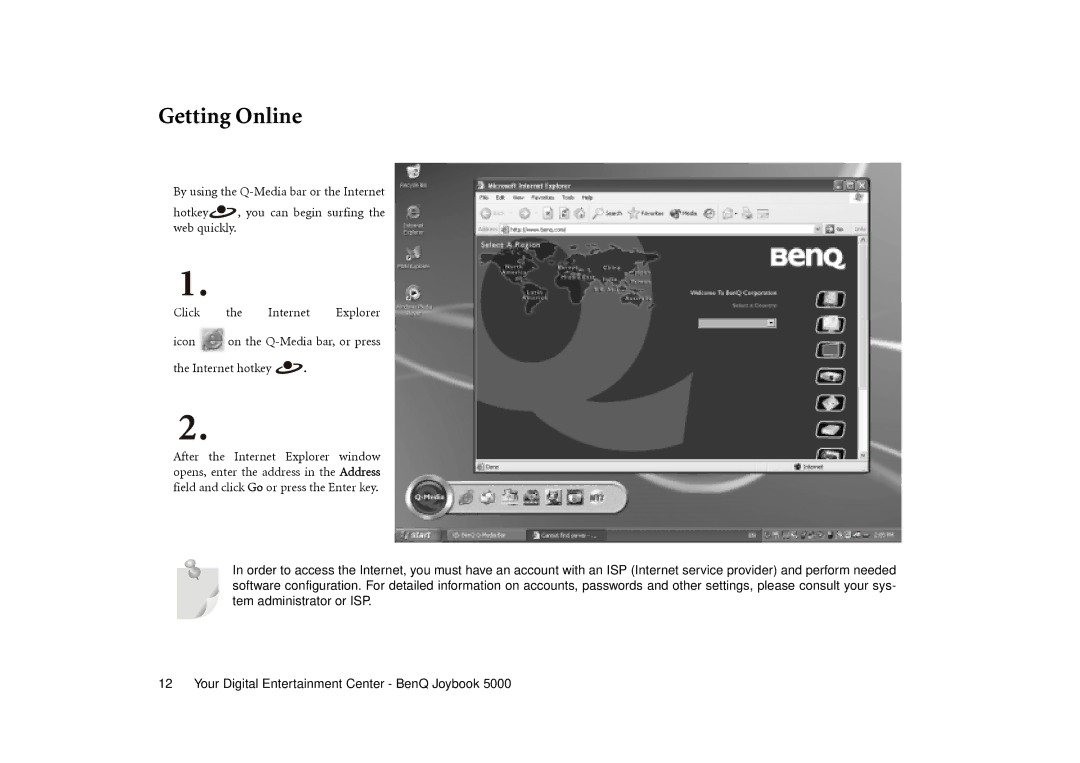 BenQ Joybook 5000 user manual Getting Online 