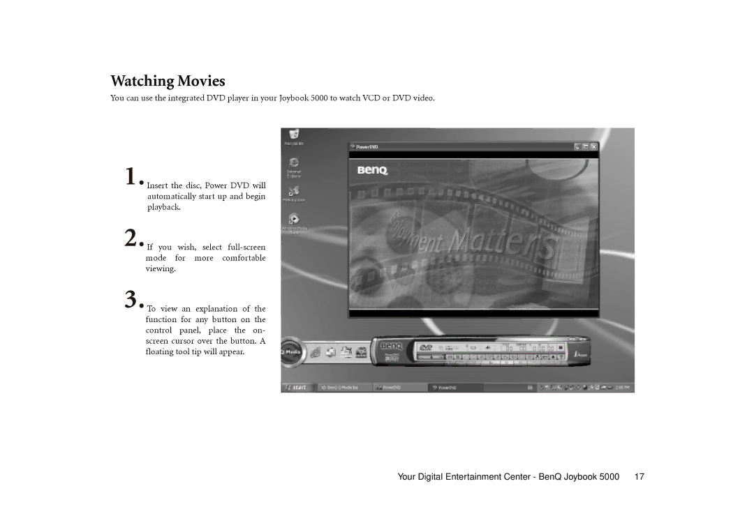 BenQ Joybook 5000 user manual Watching Movies 