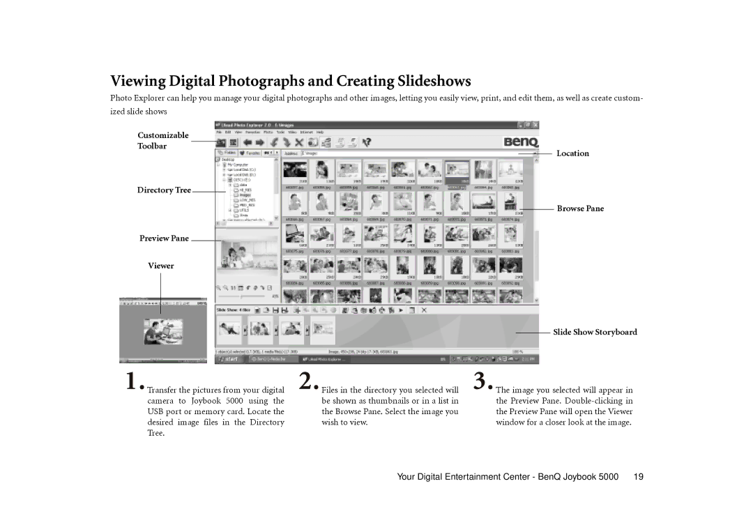 BenQ Joybook 5000 user manual Viewing Digital Photographs and Creating Slideshows 