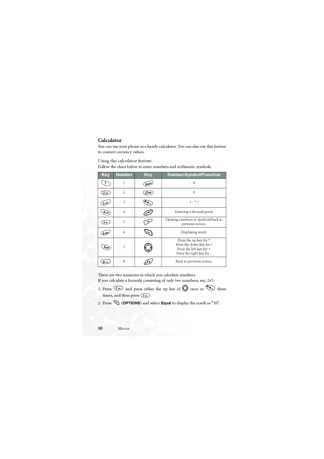 BenQ M555C user manual Calculator, Using the calculator feature 