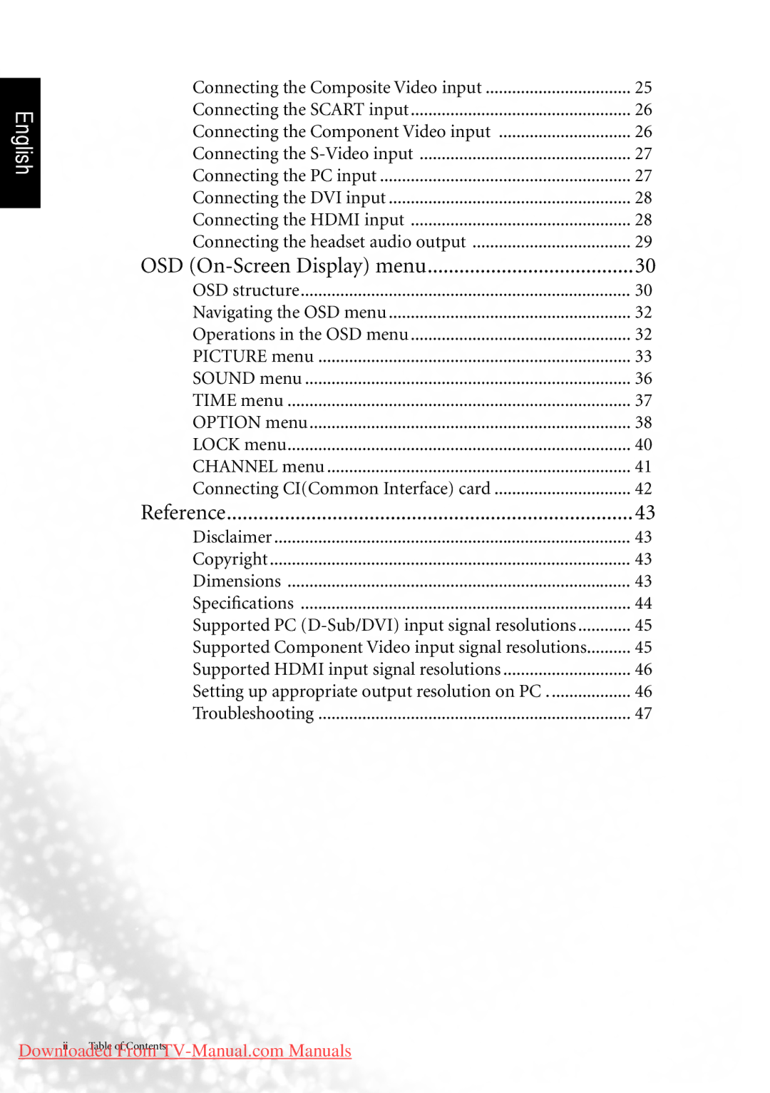 BenQ MK2442 manual OSD On-Screen Display menu 