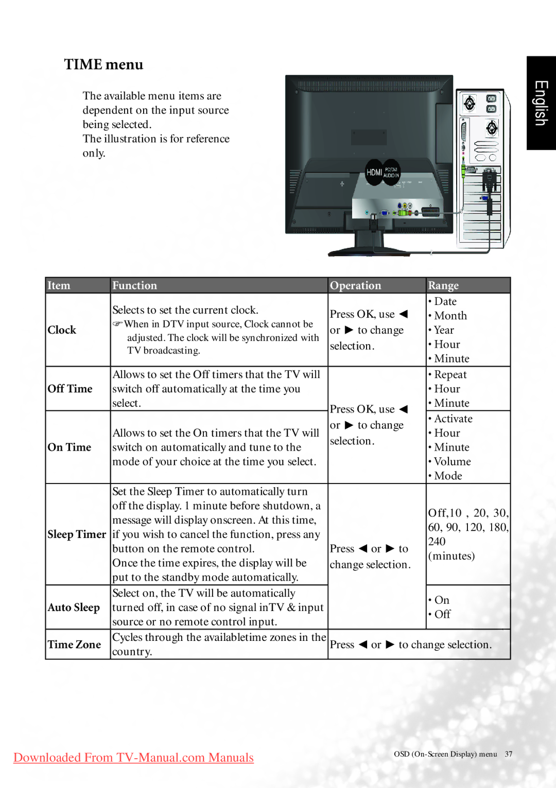 BenQ MK2442 manual Time menu 