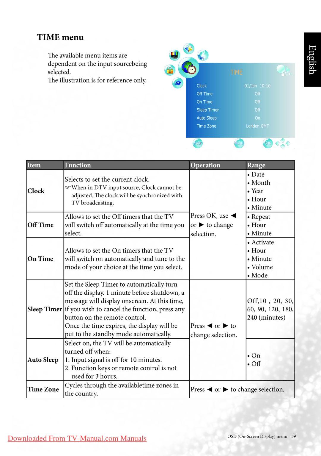 BenQ MK2443 manual Time menu 