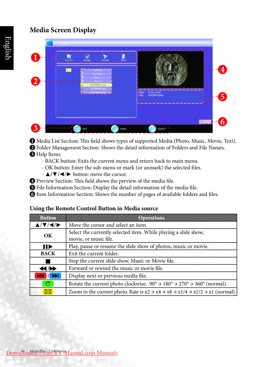 BenQ MK2443 manual Media Screen Display, Operations 