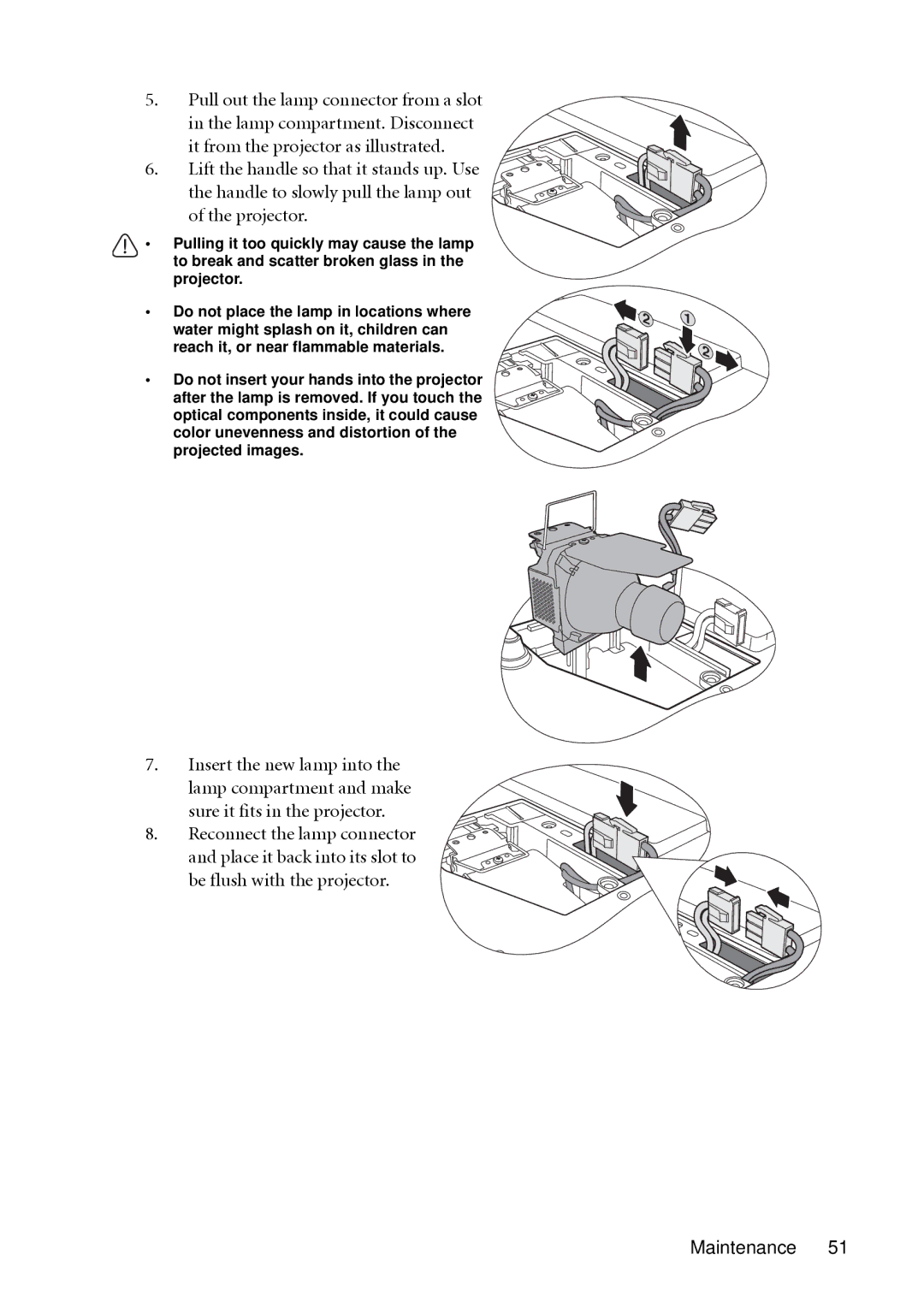 BenQ MP522, MP513 user manual Maintenance 