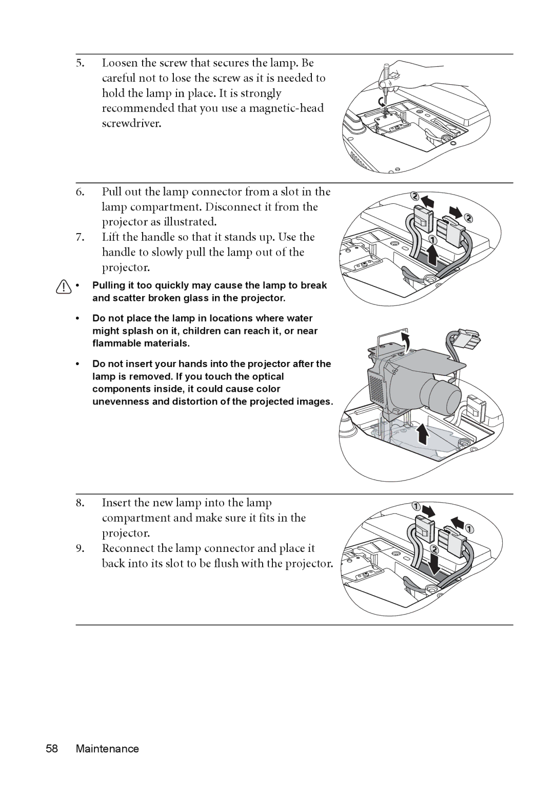 BenQ MP576, MP575, MP525P, MP526 user manual Maintenance 