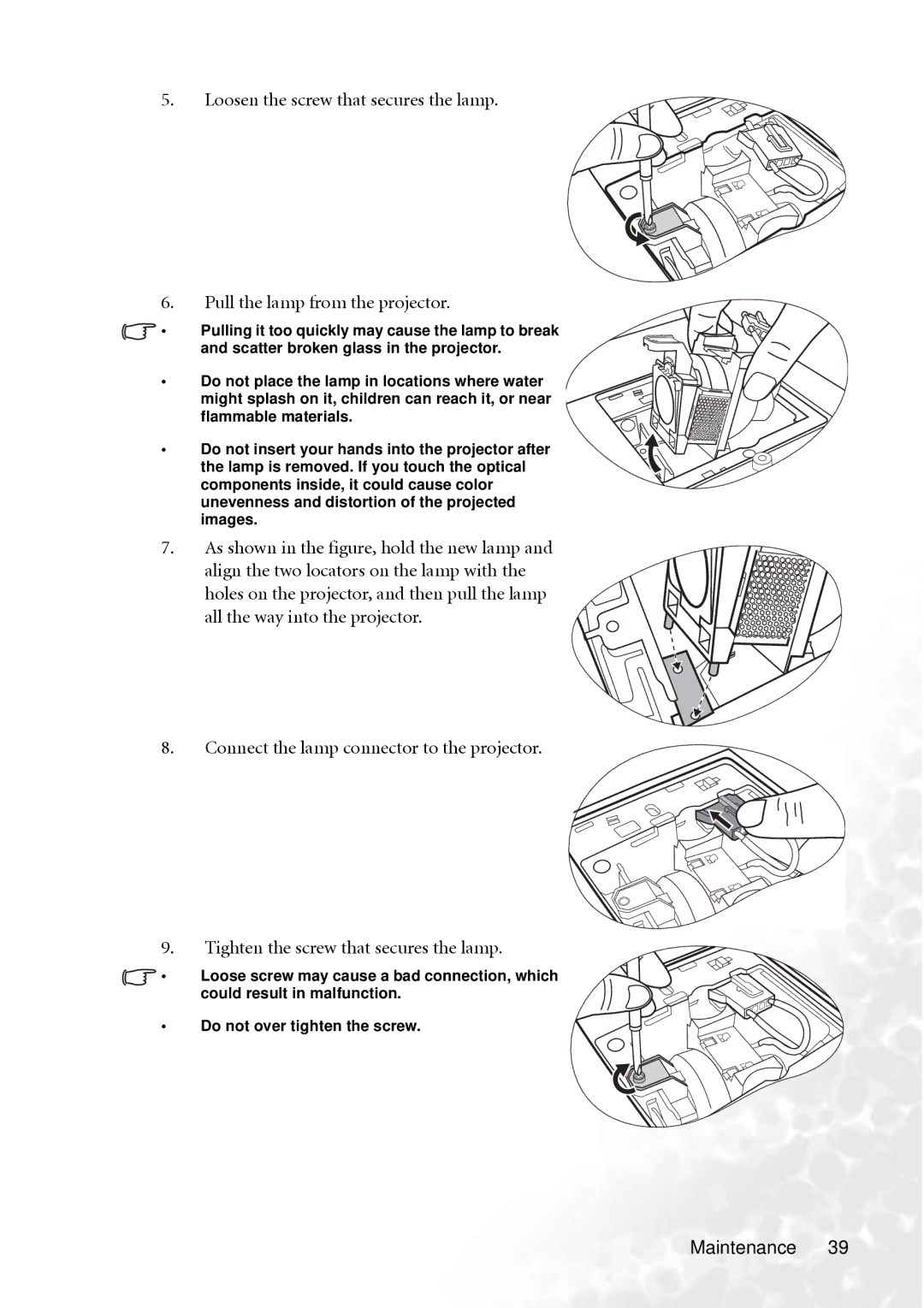 BenQ MP610 user manual Maintenance 