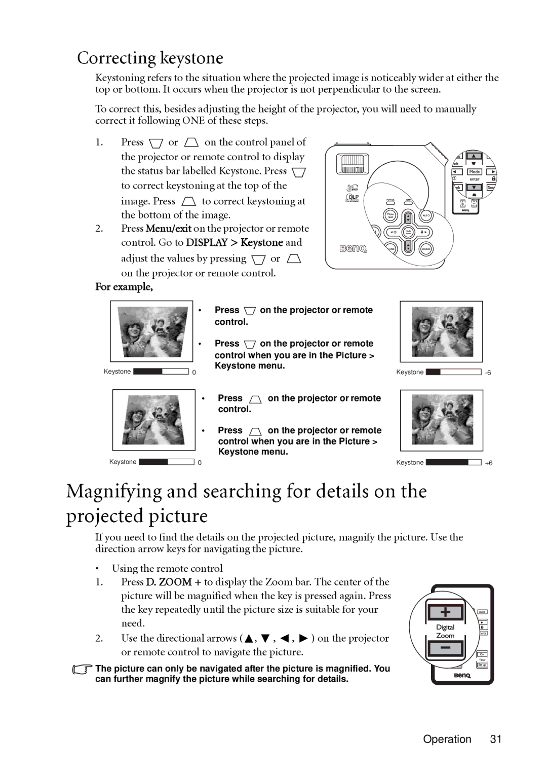 BenQ MP622c, MP612c user manual Correcting keystone, For example 