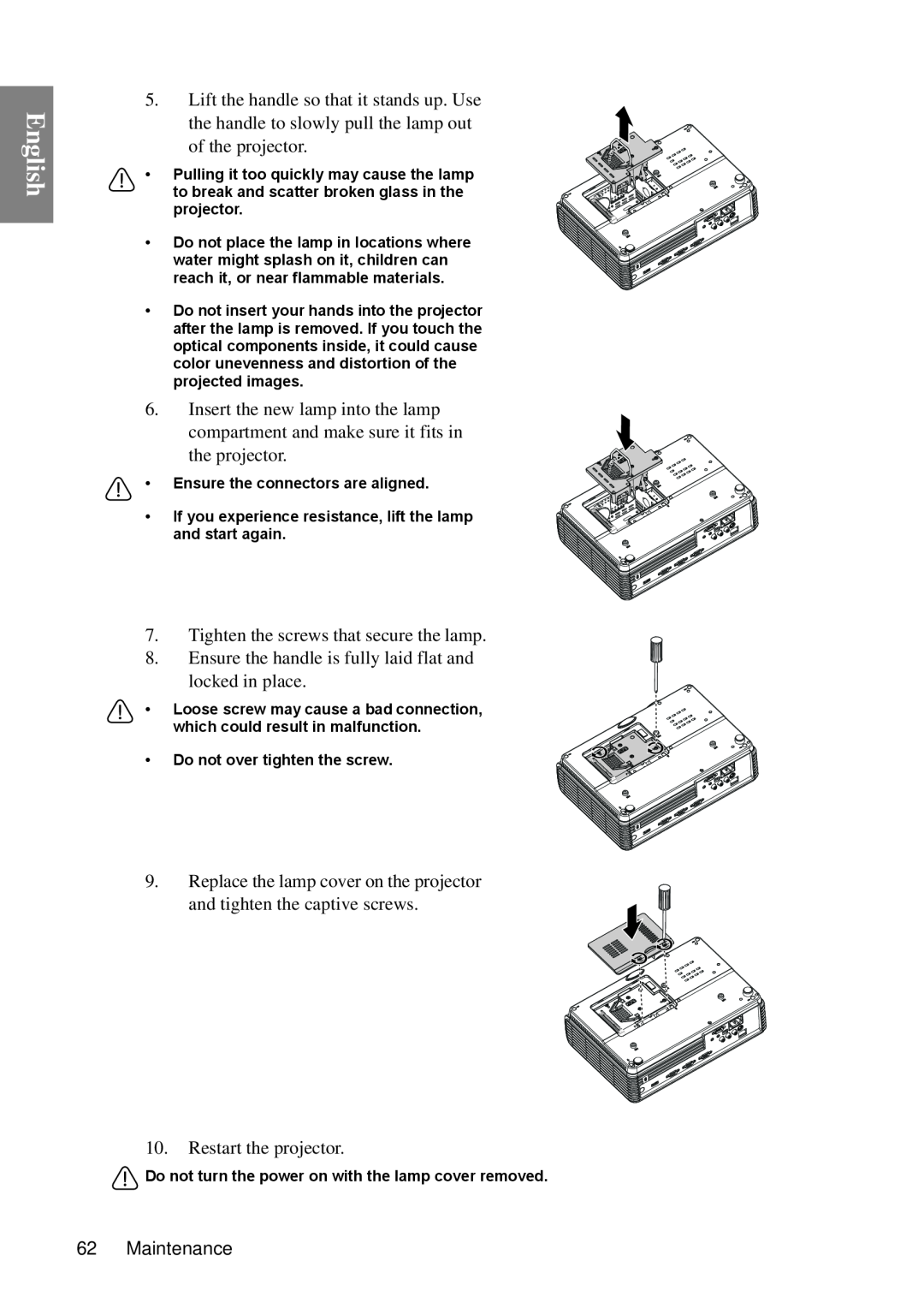 BenQ MP670 user manual English, of the projector 
