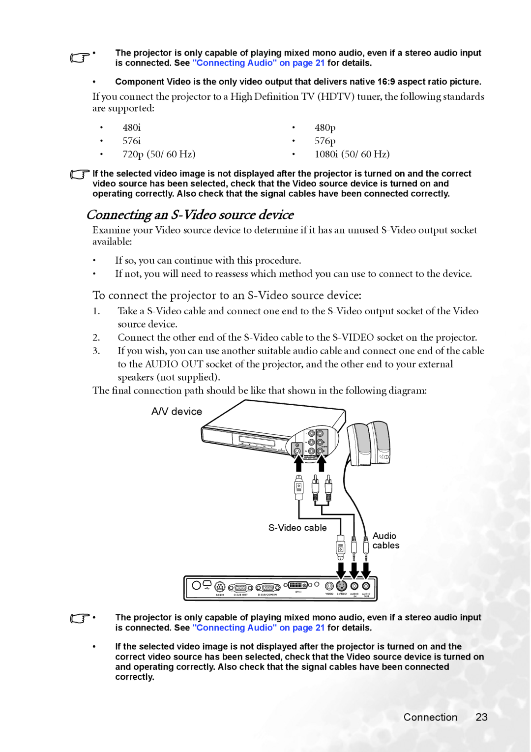 BenQ MP720 user manual Connecting an S-Video source device 