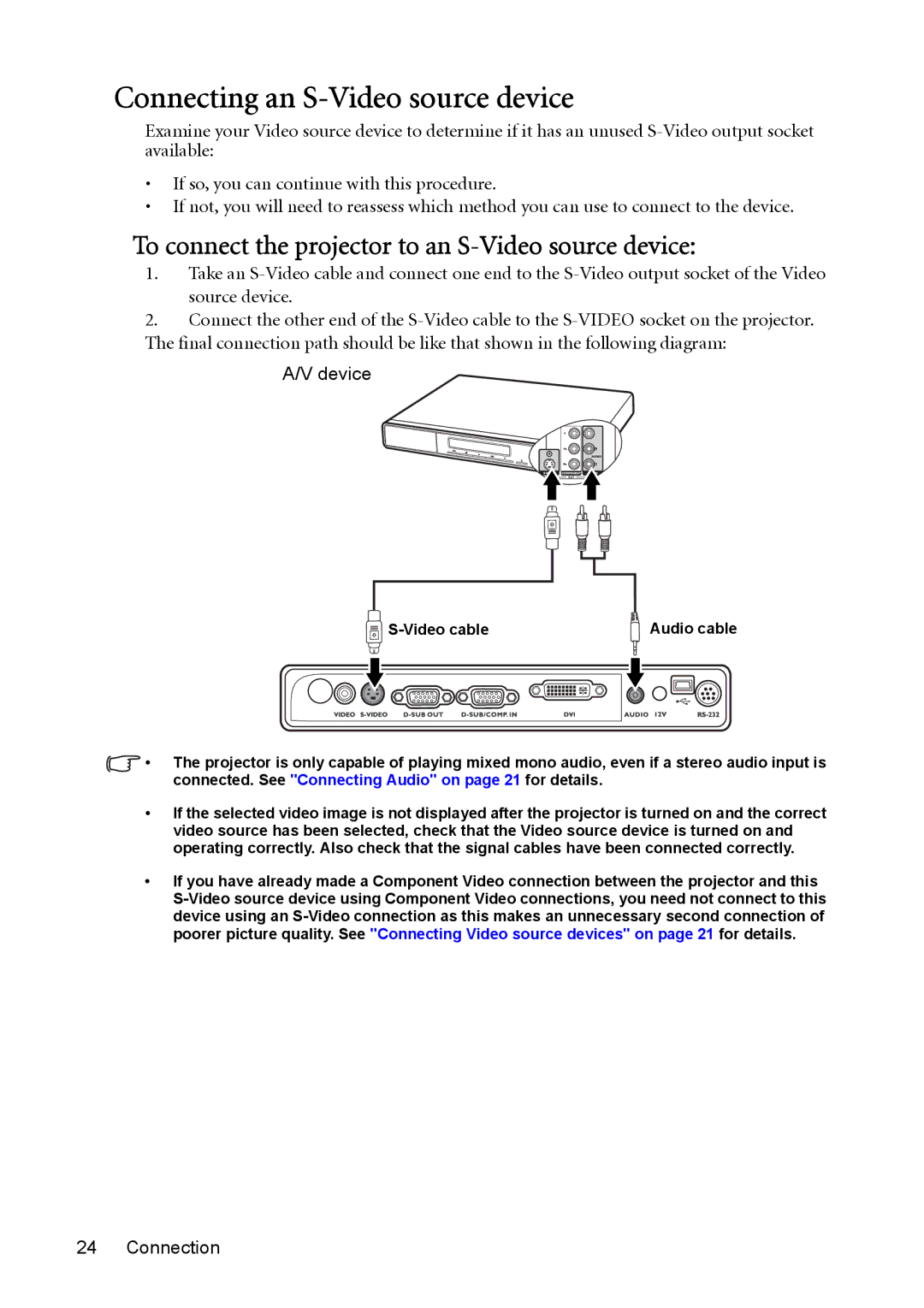 BenQ MP723 user manual Connecting an S-Video source device, To connect the projector to an S-Video source device, Device 