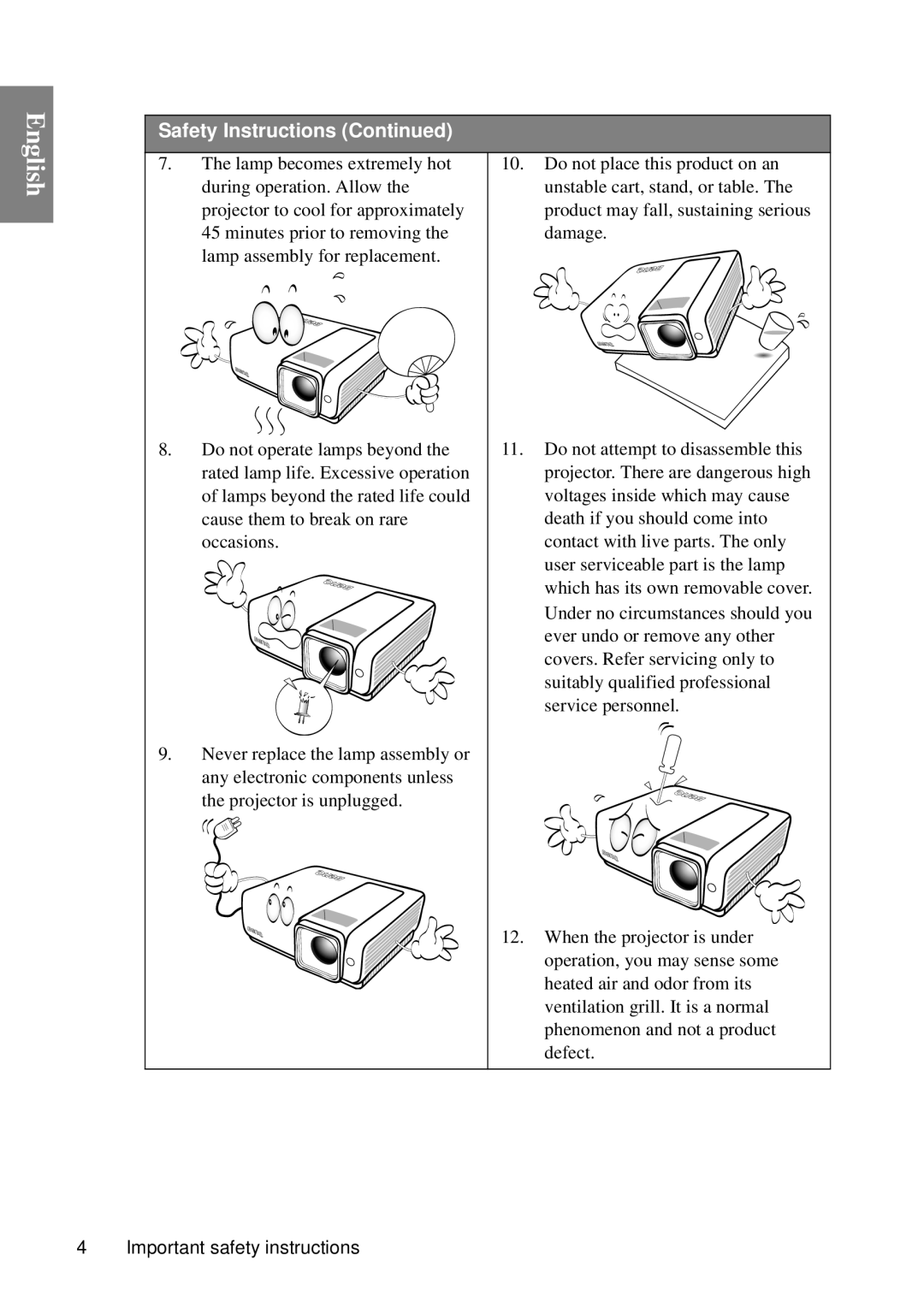 BenQ MP735, MP727 user manual English 