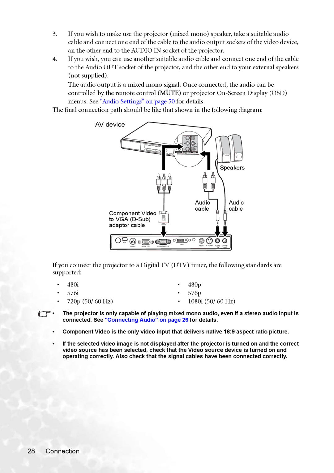 BenQ MP770 user manual Menus. See Audio Settings on page 50 for details 