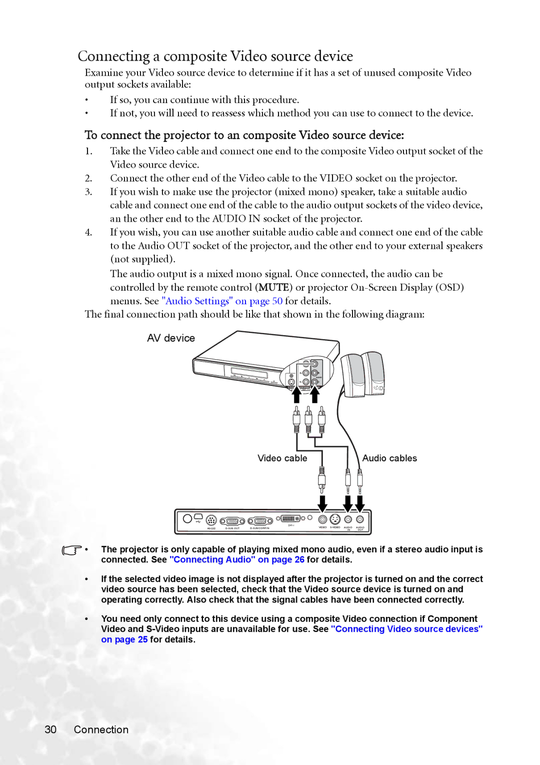 BenQ MP770 user manual Connecting a composite Video source device 