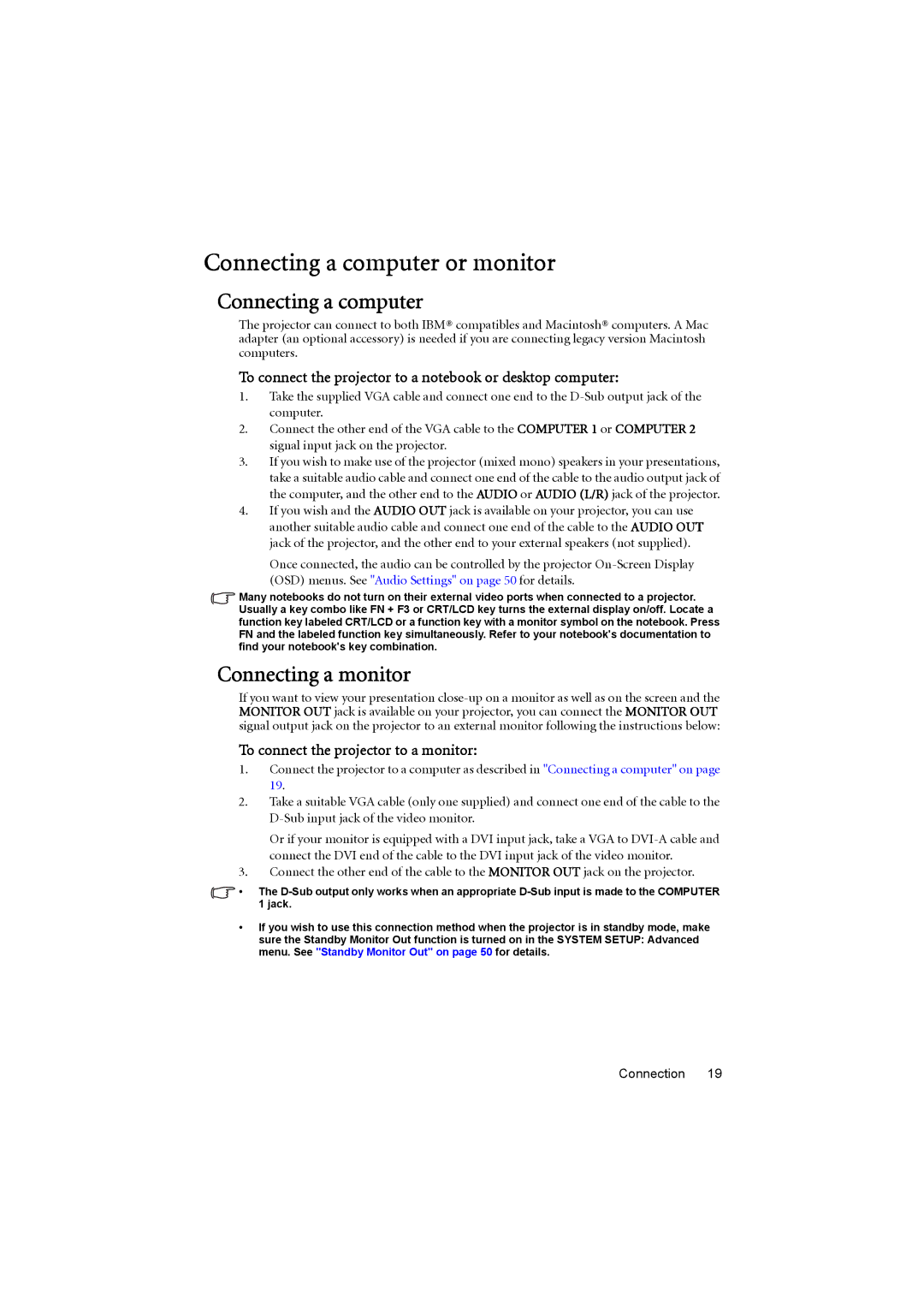 BenQ MP776 ST user manual Connecting a computer or monitor, Connecting a monitor, To connect the projector to a monitor 