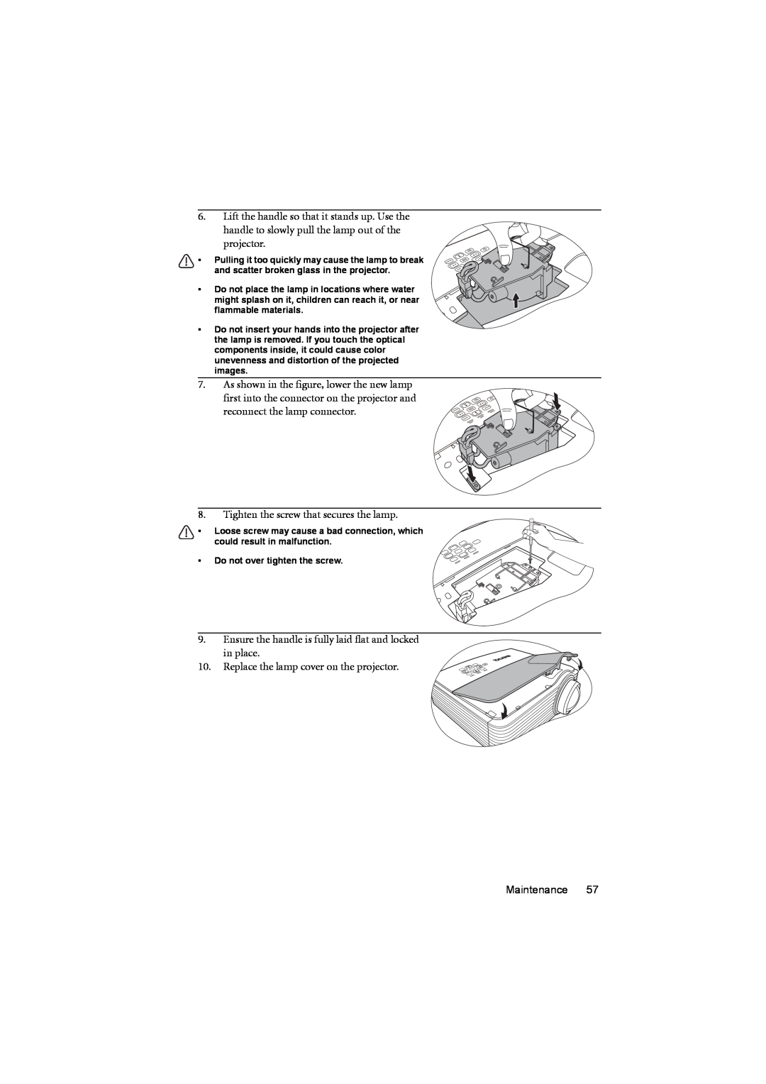 BenQ MP776 ST user manual Do not over tighten the screw 