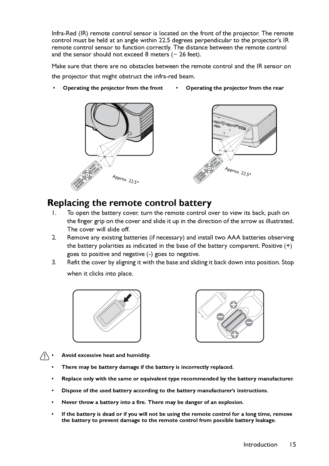 BenQ MW860USTi, MP780 ST+ user manual Replacing the remote control battery 