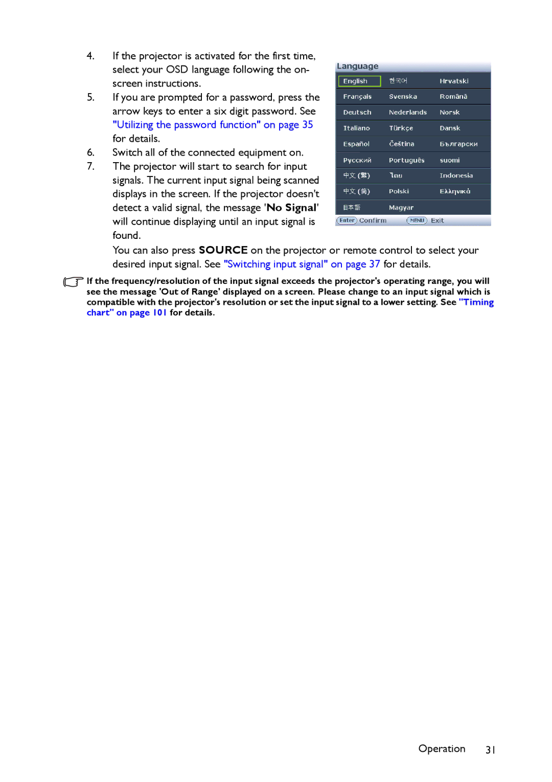 BenQ MW860USTi, MP780 ST+ user manual Operation 